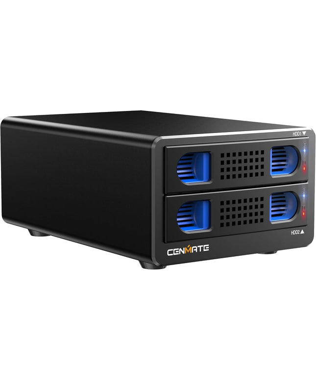 Aluminum Dual Bay 10Gbps Hard Drive Enclosure with Cooling Fan