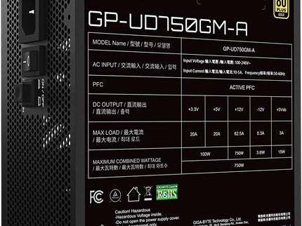 GIGABYTE 750W PSU - 80 Plus Gold Certified
