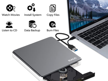 External DVD Drive, USB C Superdrive for Apple USB 3.0