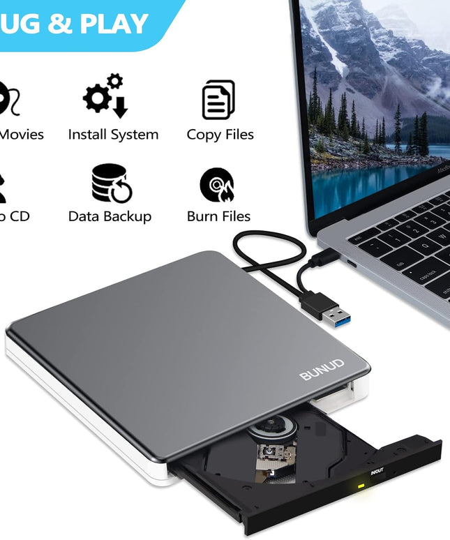 External DVD Drive, USB C Superdrive for Apple USB 3.0