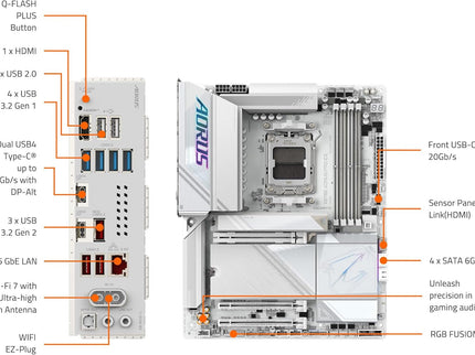 GIGABYTE X870E AORUS PRO ICE AMD AM5 LGA 1718 Motherboard