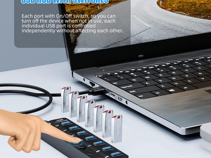 USB 3.0 Hub, PANPEO 7-Port USB Data Hub