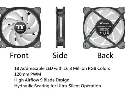 Thermaltake Riing Duo 120mm 3-Pack Case/Radiator Fans – 16.8M RGB