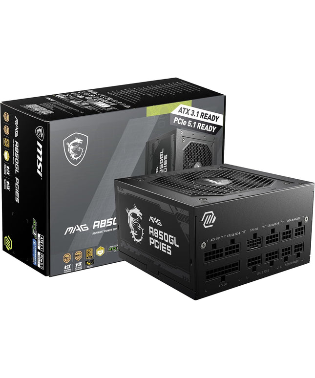 MSI MAG A850GL PCIE5, Fully Modular Compact Gaming 850W Power Supply