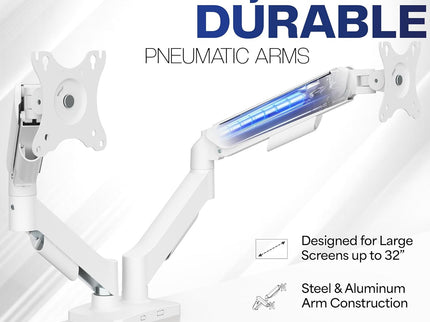 VIVO Dual Monitor Desk Mount – Mechanical Arm, Fits up to 32" Screens (19.8 lbs per Arm), Articulating Counterbalance, VESA – White, STAND-V002OW