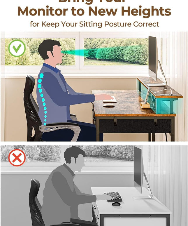 Rolanstar 47" Computer Desk with Power Outlets