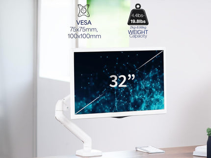 VIVO Single Monitor Desk Mount – Mechanical Arm, Fits 17–32" Screens, Height Adjustable, VESA Compatible – White, STAND-V001OW