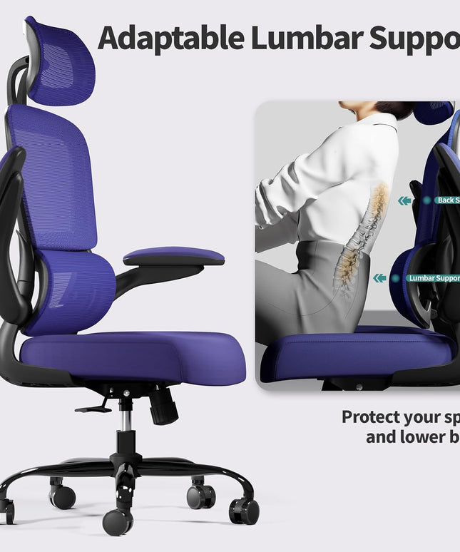 Ergonomic Office Chair – Mesh, High Back, Wheels – Violet