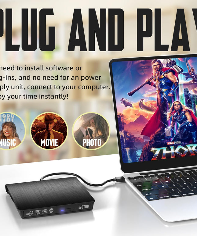 External DVD Drive, Portable USB 3.0