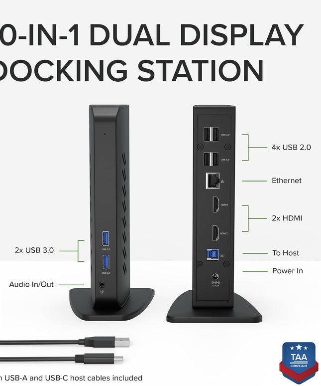 Plugable USB 3.0 and USB-C Universal Laptop Docking Station