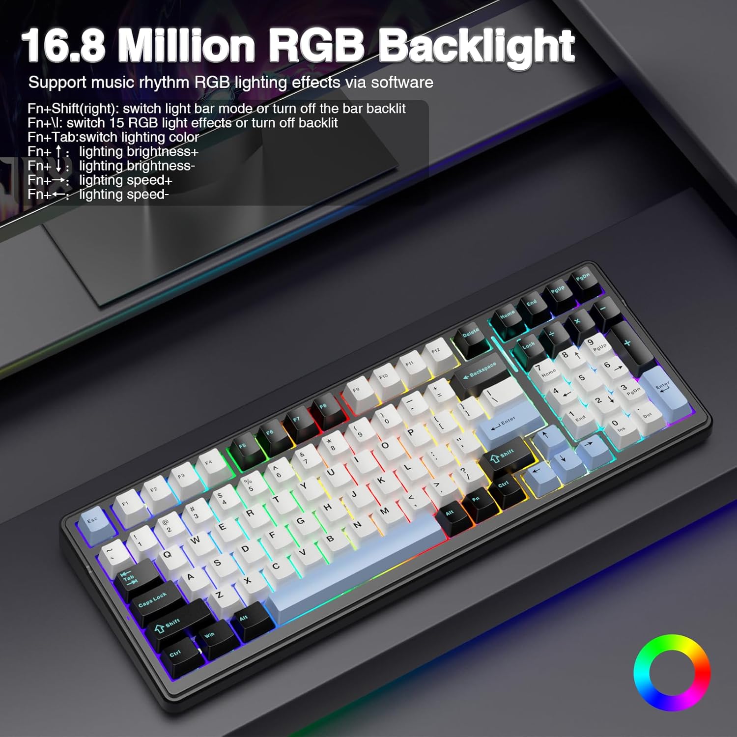 AULA F99 Wireless Mechanical Keyboard – Tri-Mode BT5.0/2.4GHz/USB-C, Pre-Lubed Linear, RGB Backlit