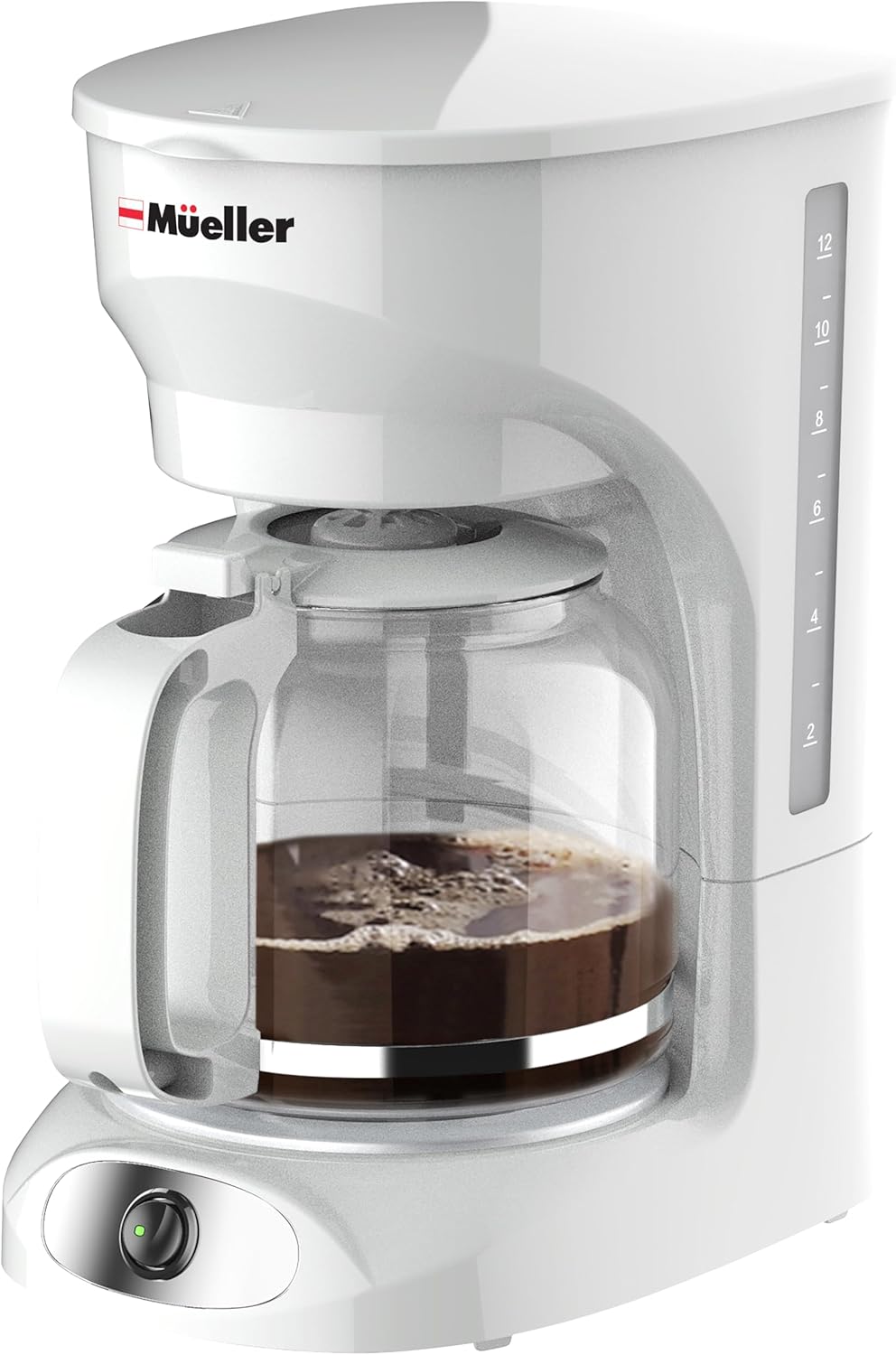 MÜELLERHOME 12-Cup White Coffee Maker - Borosilicate Carafe