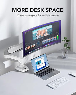 HUANUO Single Monitor Mount – Gas Spring Arm with C-Clamp & Grommet Base, Fits 13–32" Monitors, 4.4–19.8 lbs