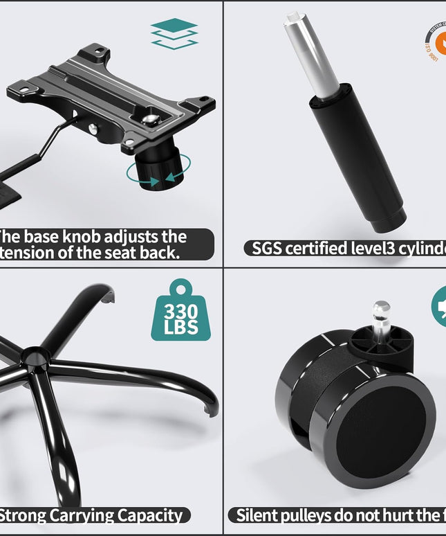 TRALT Ergonomic Office Chair – Mesh, High Back, Wheels – Black Grey