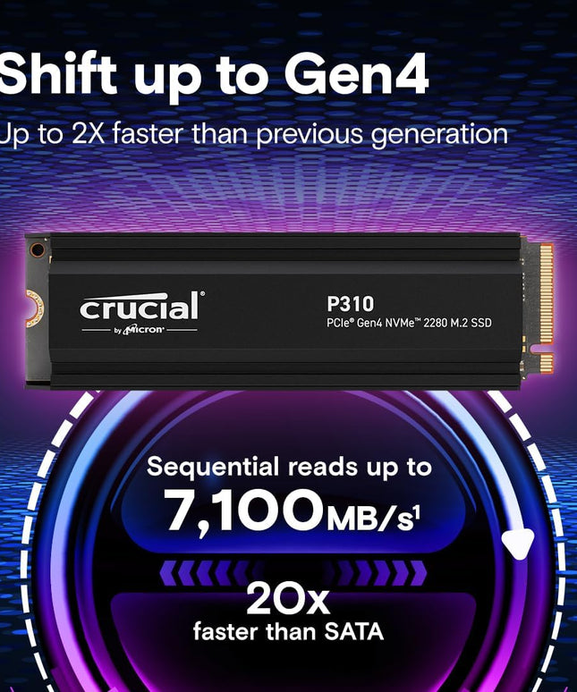 Crucial P310 1TB PCIe Gen4 2280 NVMe M.2 SSD