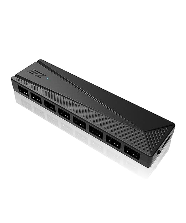 EZDIY-FAB ARGB PWM Fan Hub for PC Case Fan, 8 PWM Ports+8 ARGB Ports, 12V RGB/ 5V ARGB Motherboard Sync, PWM Functional Fan Adapter, Two Lighting Systems, Easy Cable Management.