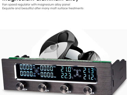 4-Channel PC Fan Controller – LCD Display, Temp Sensor, Date/Time, Supports 4 CPU Fans