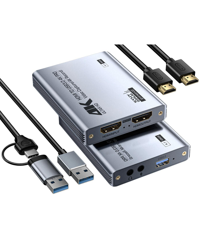 Video Capture Card, Audio Video Capture Card, USB 3.0 Capture Card 4K HDMI Loop-Out, 1080P 60FPS/2K 30FPS Videogame Capture for Streaming, Works forPS5/Switch/Camera/PC