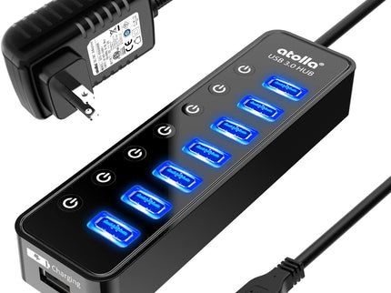 Powered USB Hub 3.0, Atolla 7-Port USB Data Hub