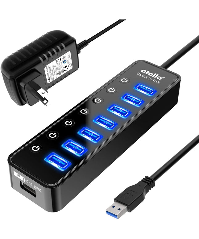 Powered USB Hub 3.0, Atolla 7-Port USB Data Hub