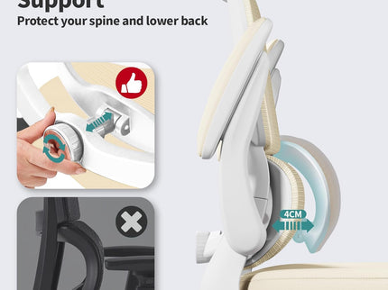 TRALT Ergonomic Office Chair – Mesh, High Back, Wheels – Beige