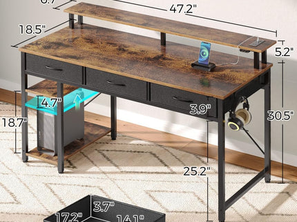 Rolanstar 47" Computer Desk with Power Outlets