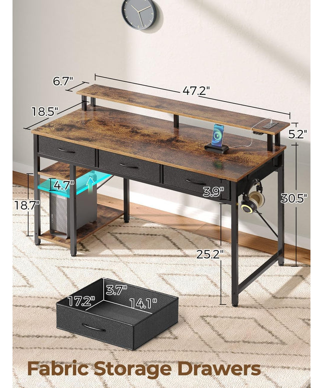 Rolanstar 47" Computer Desk with Power Outlets