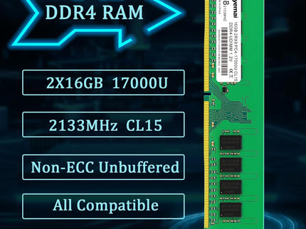 32GB DDR4 17000U PC4 2133 2X16GB UDIMM