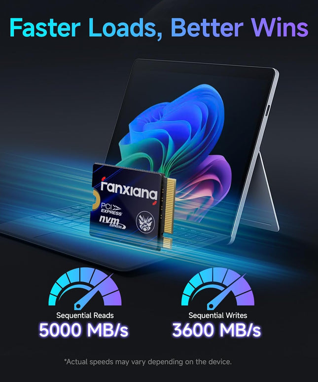 1TB M.2 2230 NVMe SSD, PCIe Gen 4x4 Speed up to 5000 MB/s, 2230 SSD