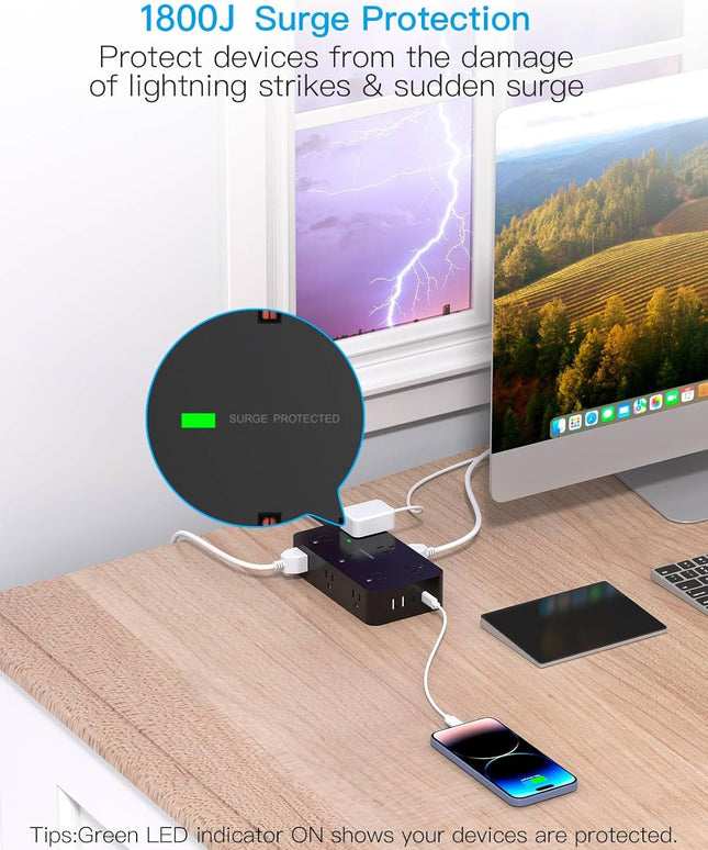 Power Strip Surge Protector with 12 Outlets 4 USB Port