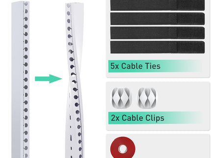White Cable Raceway Kit – 77" (5×15.5") Open Slot Wire Covers