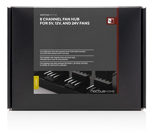 Noctua NV-FH2 8-Channel Fan Hub – 5V/12V/24V, up to 60W, optional 5.5mm barrel power (Black)