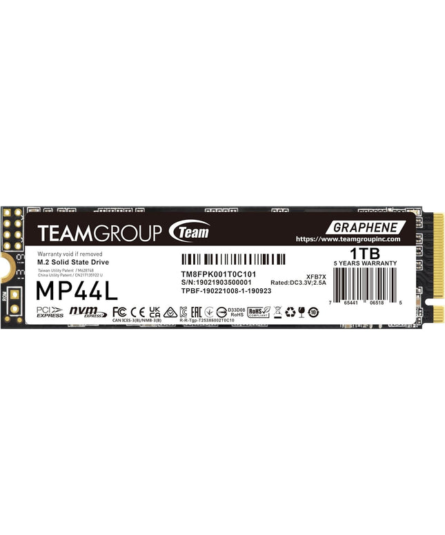 TEAMGROUP MP44L 1TB SLC Cache NVMe 1.4 PCIe Gen 4x4 M.2 2280 Laptop&Desktop SSD (R/W Speed up to 5000/4500MB/s) TM8FPK001T0C101