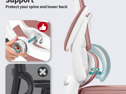 TRALT Ergonomic Office Chair – Mesh, High Back, Wheels – Pink