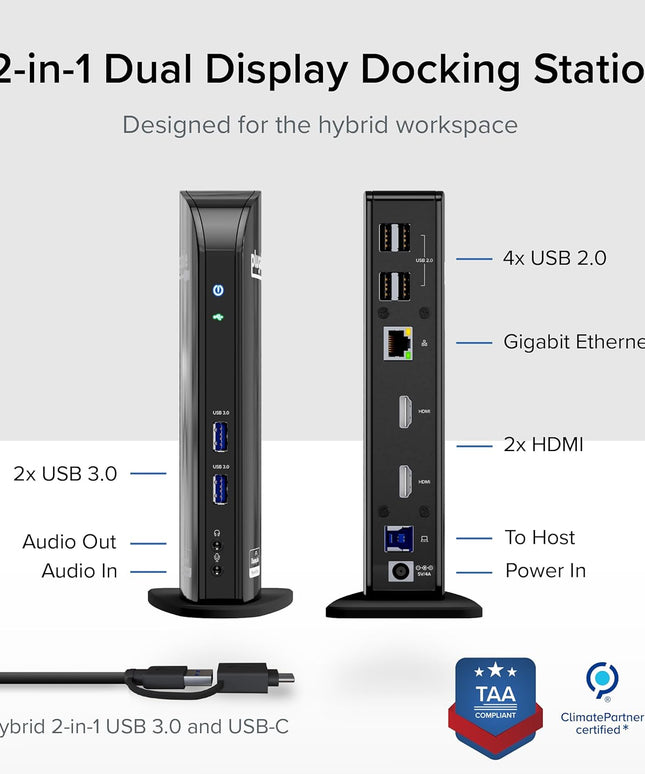 Plugable Universal Laptop Docking Station Dual HDMI