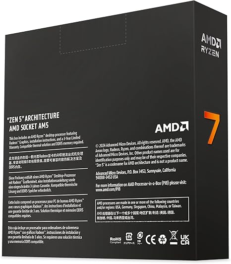 AMD Ryzen™ 7 9700X 8-Core, 16-Thread Unlocked Desktop Processor