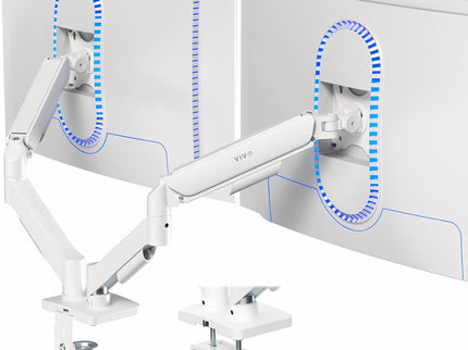 VIVO Dual Monitor Desk Mount – Mechanical Arm, Fits up to 32" Screens (19.8 lbs per Arm), Articulating Counterbalance, VESA – White, STAND-V002OW