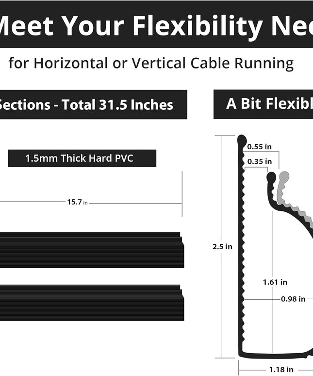 Under Desk Cable Management – 31.5" (2×15.7") J-Channel