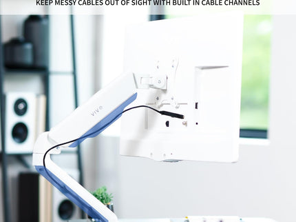 VIVO Single Monitor Desk Mount – Mechanical Arm, Fits 17–32" Screens, Height Adjustable, VESA Compatible – White, STAND-V001OW