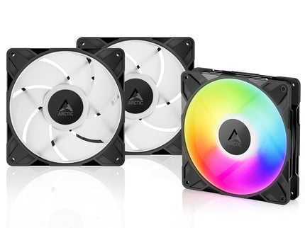 ARCTIC P14 Pro A-RGB 140mm PWM Case Fans – 3-Pack, 400–2500 RPM, 5V Digital RGB, Fluid Dynamic Bearing, 4-Pin – Black