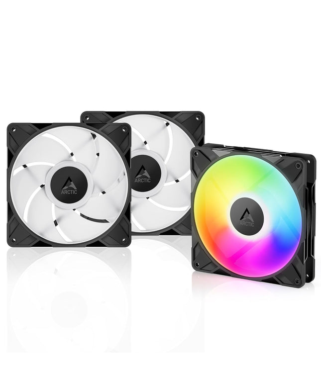 ARCTIC P14 Pro A-RGB 140mm PWM Case Fans – 3-Pack, 400–2500 RPM, 5V Digital RGB, Fluid Dynamic Bearing, 4-Pin – Black