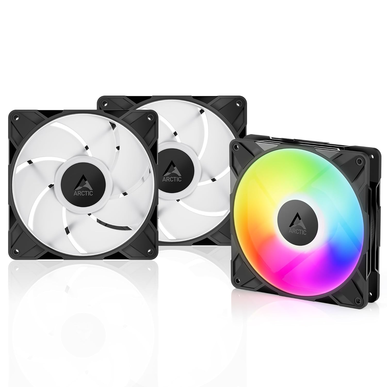 ARCTIC P14 Pro A-RGB 140mm PWM Case Fans – 3-Pack, 400–2500 RPM, 5V Digital RGB, Fluid Dynamic Bearing, 4-Pin – Black