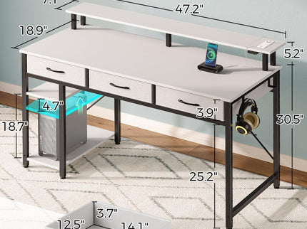 Rolanstar 47" Computer Desk with Power Outlets