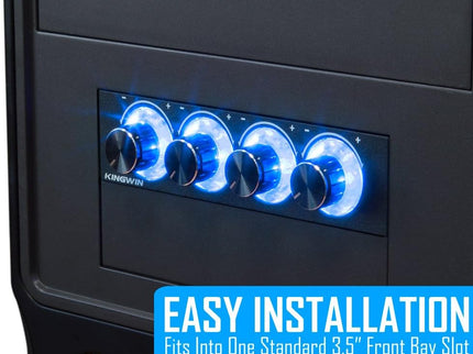 Kingwin 4-Channel Fan Controller – LED Display, 3.5" Bay, Independent Knob Control, Easy Setup