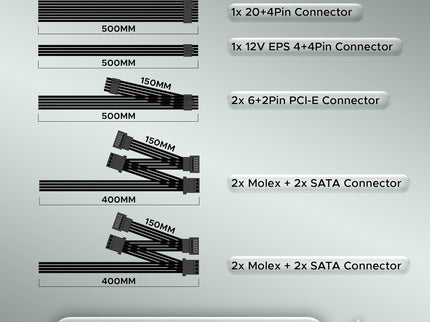 Apevia SPIRIT600W Spirit 600W ATX Power Supply with Auto-Thermally Controlled 120mm Fan, 115/230V Switch, All Protections