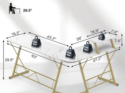 Mr IRONSTONE 63" L-Shaped Gaming Desk
