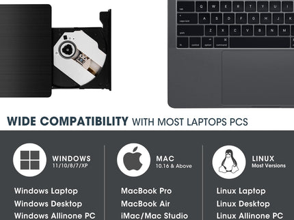 ROOFULL External CD DVD Drive for Laptop