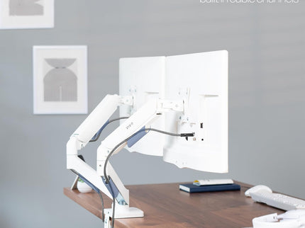 VIVO Dual Monitor Desk Mount – Mechanical Arm, Fits up to 32" Screens (19.8 lbs per Arm), Articulating Counterbalance, VESA – White, STAND-V002OW