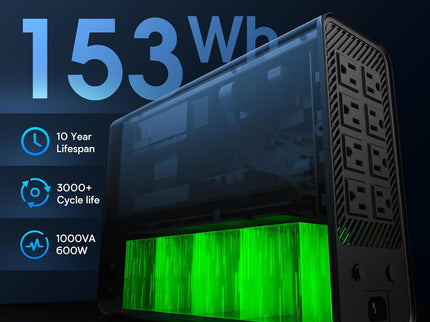 1000VA/600W Lithium UPS Battery Backup