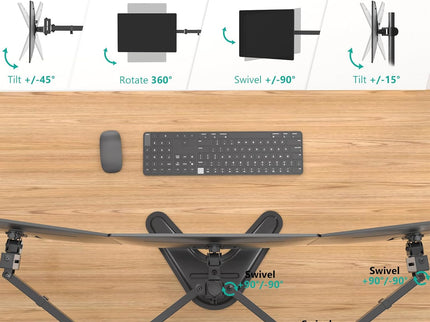 WALI Triple Monitor Desk Stand – Free-Standing